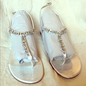 Pearl and Crystal Dyeable T-Strap Sandal